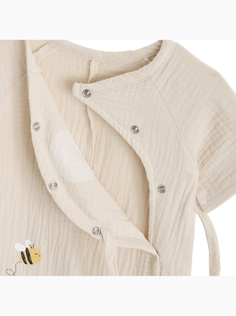 Eden katoenen gaas babyrompertje Beige - Kiabi