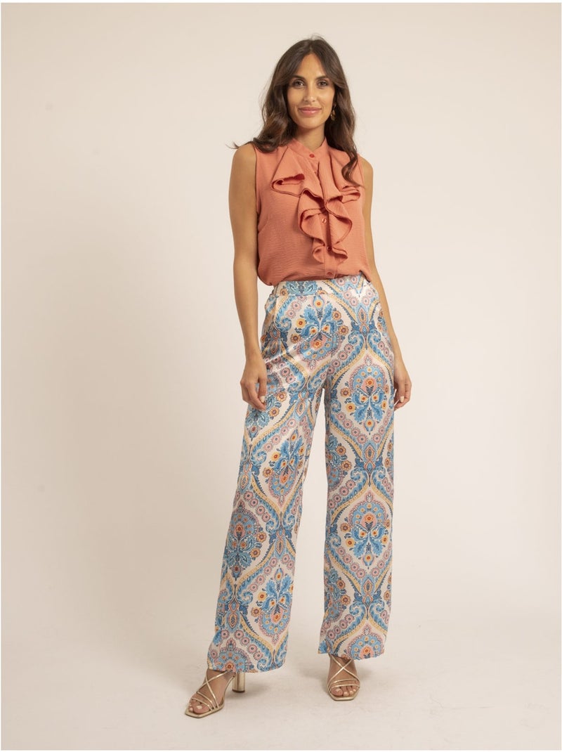 Edma-patroon broek Blauw - Kiabi