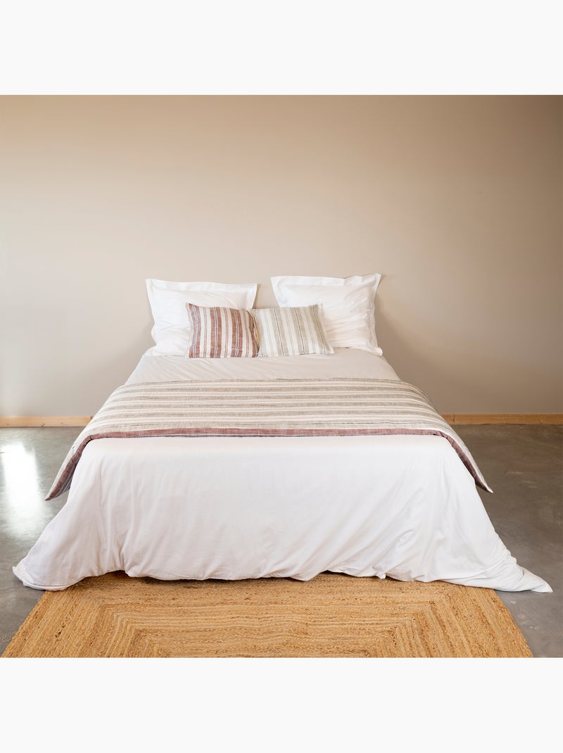 Édredon 100% coton rayures tapissier deux faces lourmarin Beige - Kiabi