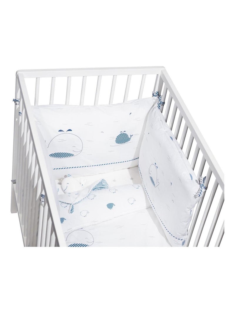 Edredon lit en coton - sauthon Blanc Bleu - Kiabi