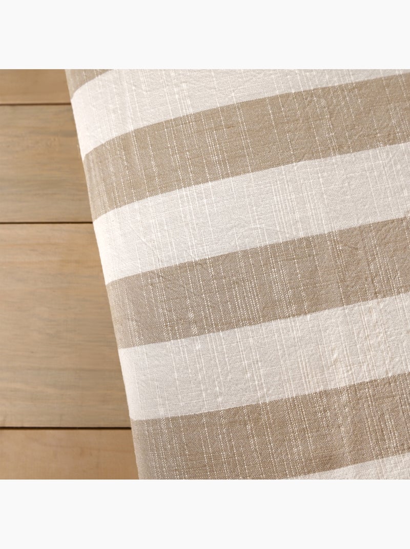 Édredon réversible coton flammé motifs rayures et vichy lourmarin Beige - Kiabi