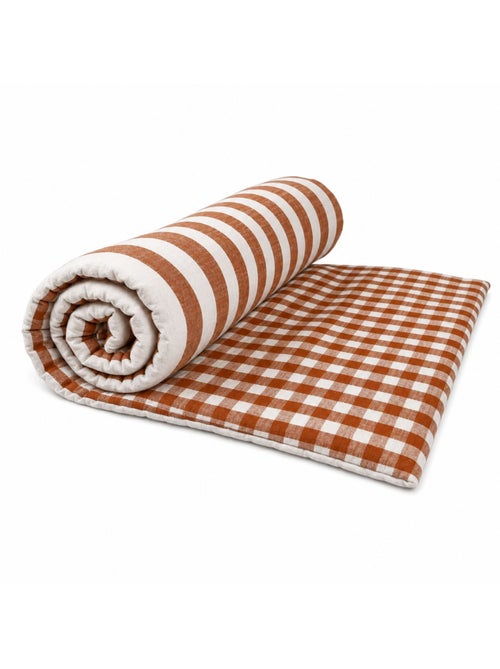 Édredon réversible coton flammé motifs rayures et vichy lourmarin - Kiabi Édredon réversible coton flammé motifs rayures et vichy lourmarin - Kiabi