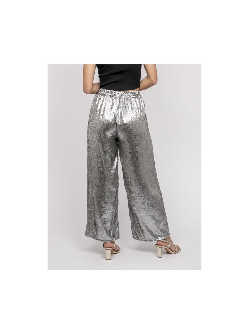 Edwina metallic flowy broek Kaki - Kiabi