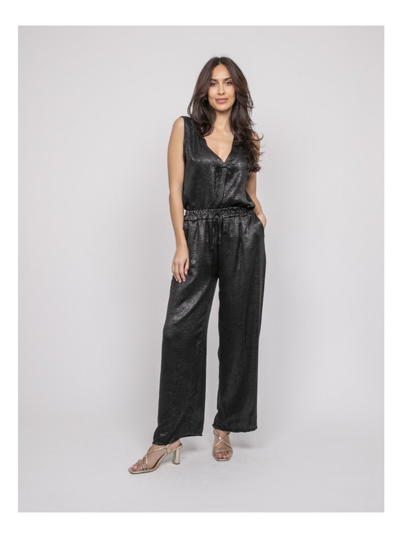 Edwina metallic flowy broek Zwart - Kiabi
