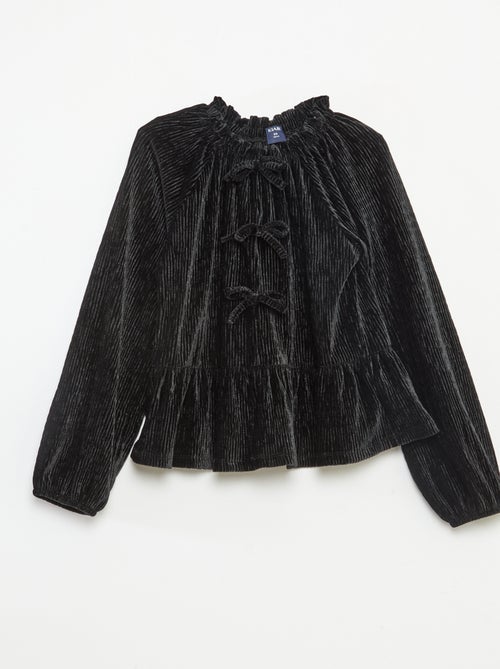 Een feestelijk, effen T-shirt met textuur en strik - Kiabi