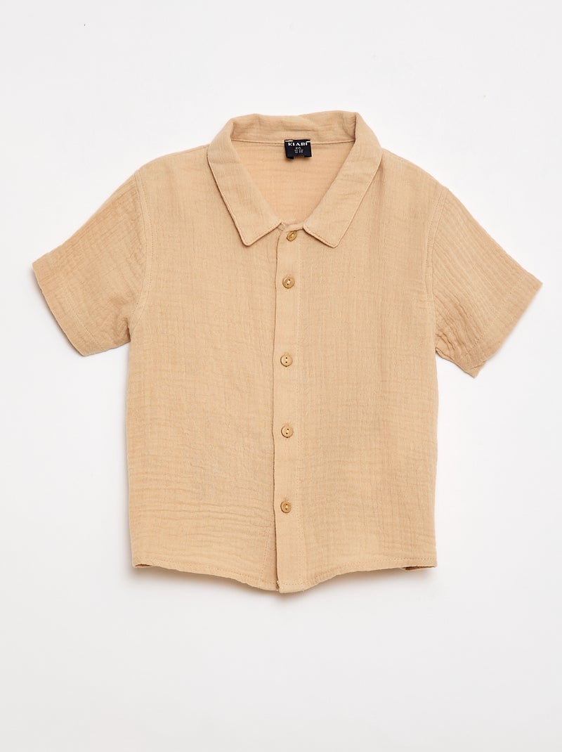 Een tweedelige set hemd + short Biege - Kiabi