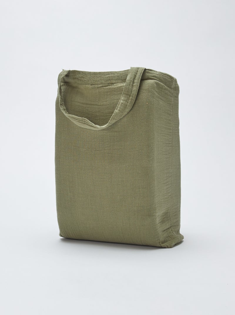 Eenpersoons dekbedovertrekset (140 x 200 cm) van katoengaas - Kiabi Home groen - Kiabi