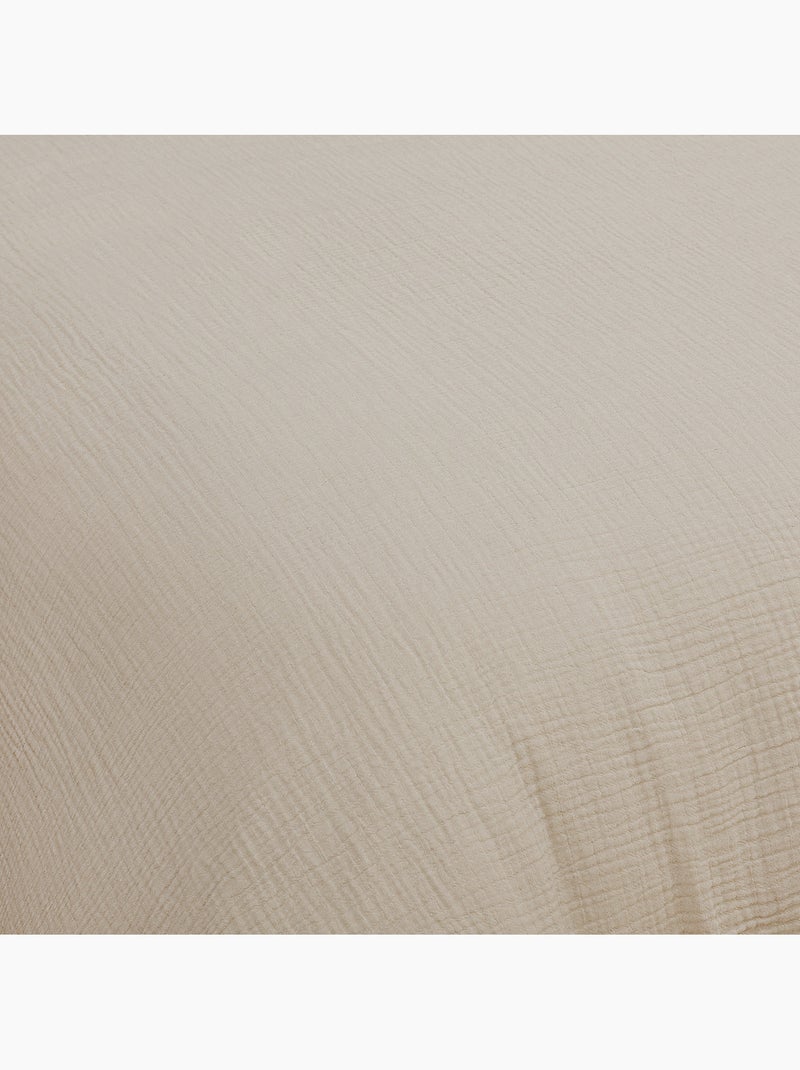 Eenpersoons dekbedovertrekset effen katoengaas 140 x 200 cm beige – Future Home Beige - Kiabi