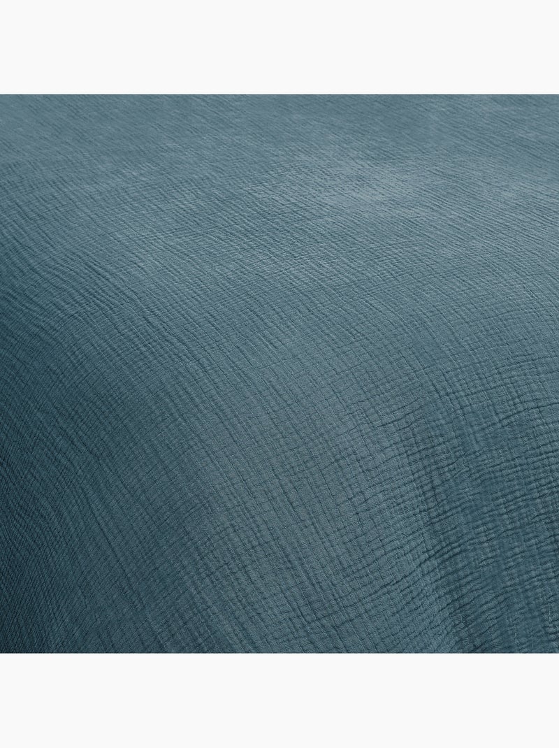 Eenpersoons dekbedovertrekset effen katoengaas 140 x 200 cm blauw – Future Home Blauw - Kiabi