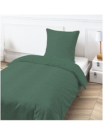 Eenpersoons dekbedovertrekset effen katoengaas 140 x 200 cm blauw – Future Home