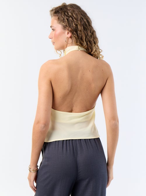 Effen asymmetrische satijnen stretchtop - Kiabi