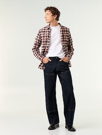 Effen baggy jeans met fantasie-inzetten