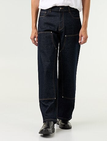 Effen baggy jeans met fantasie-inzetten