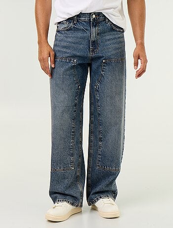 Effen baggy jeans met fantasie-inzetten