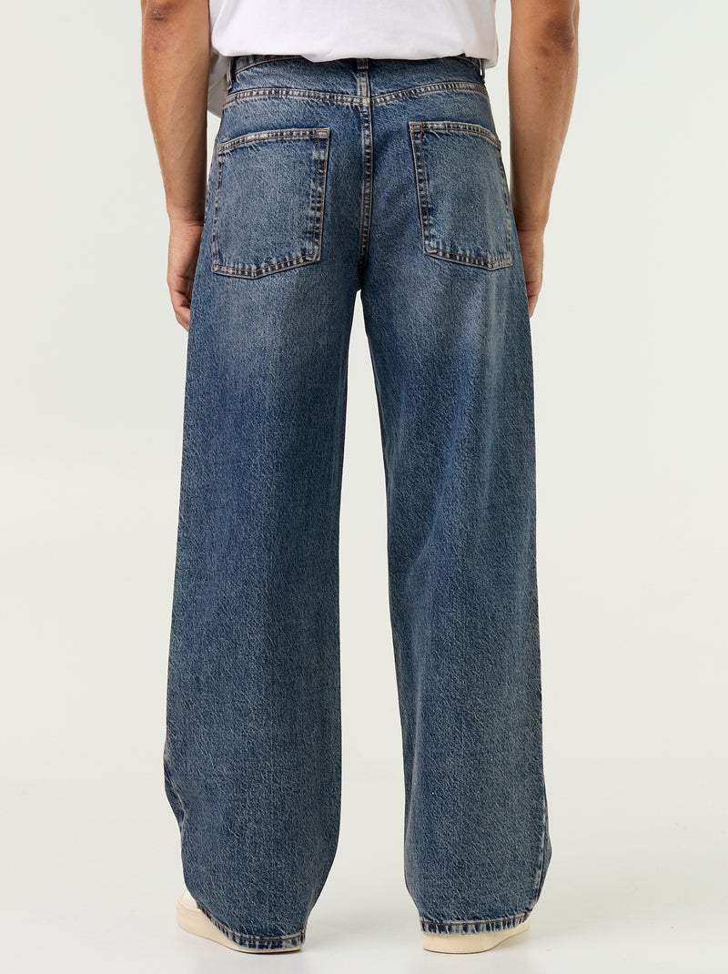 Effen baggy jeans met fantasie-inzetten Blauw - Kiabi