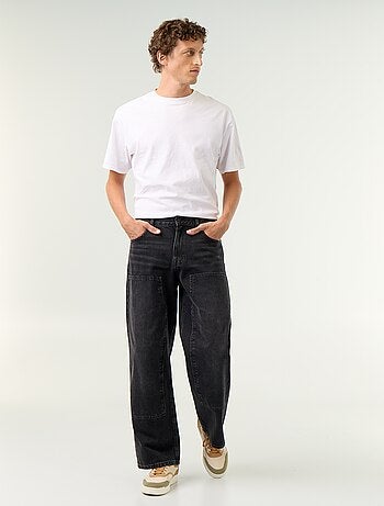 Effen baggy jeans met fantasie-inzetten