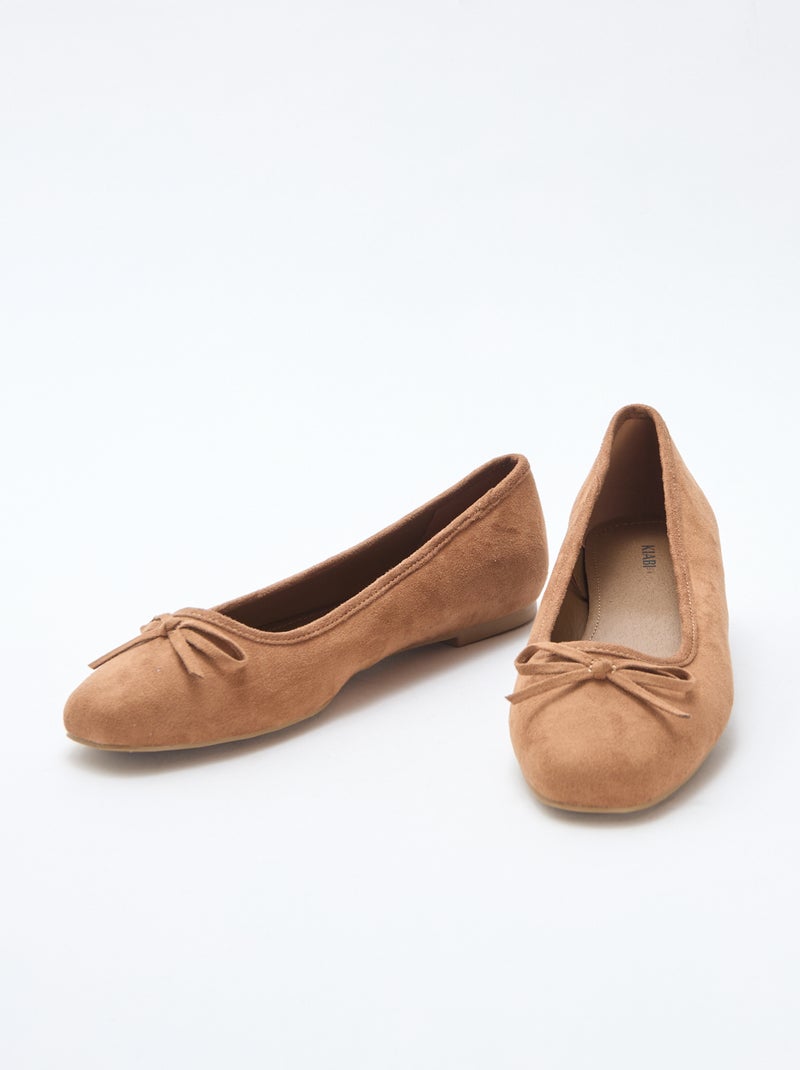 Effen ballerina's van suèdine Bruin - Kiabi