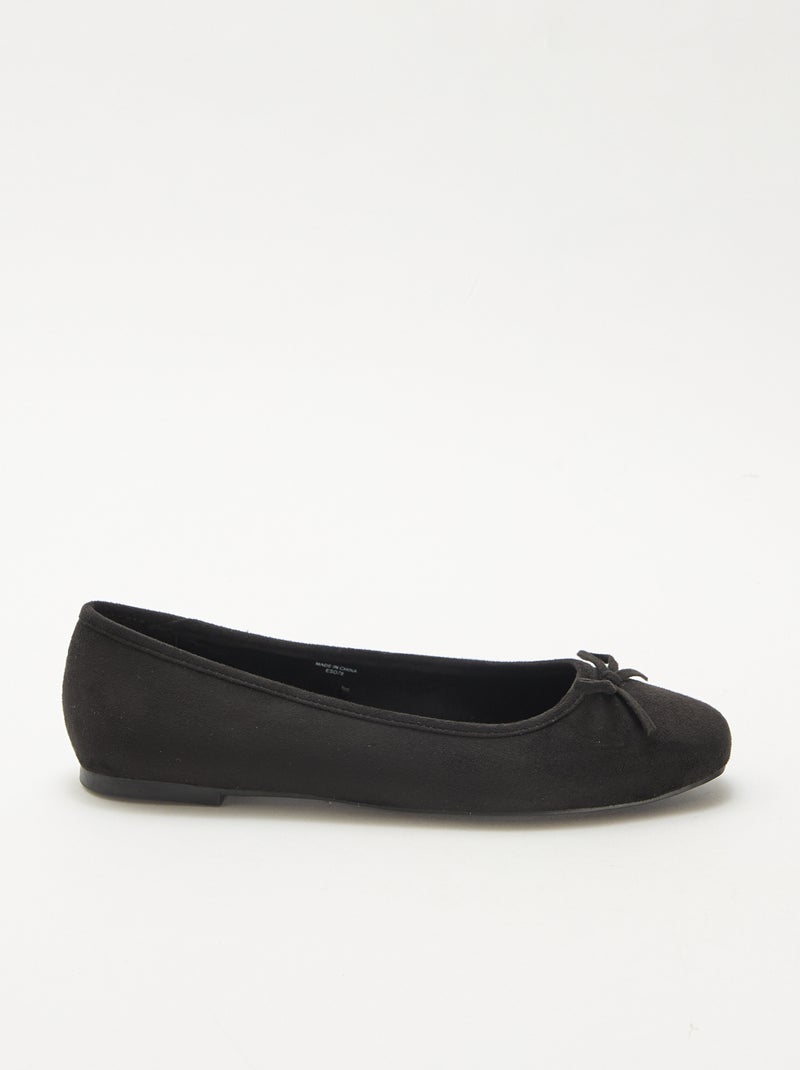 Effen ballerina's van suèdine zwart - Kiabi