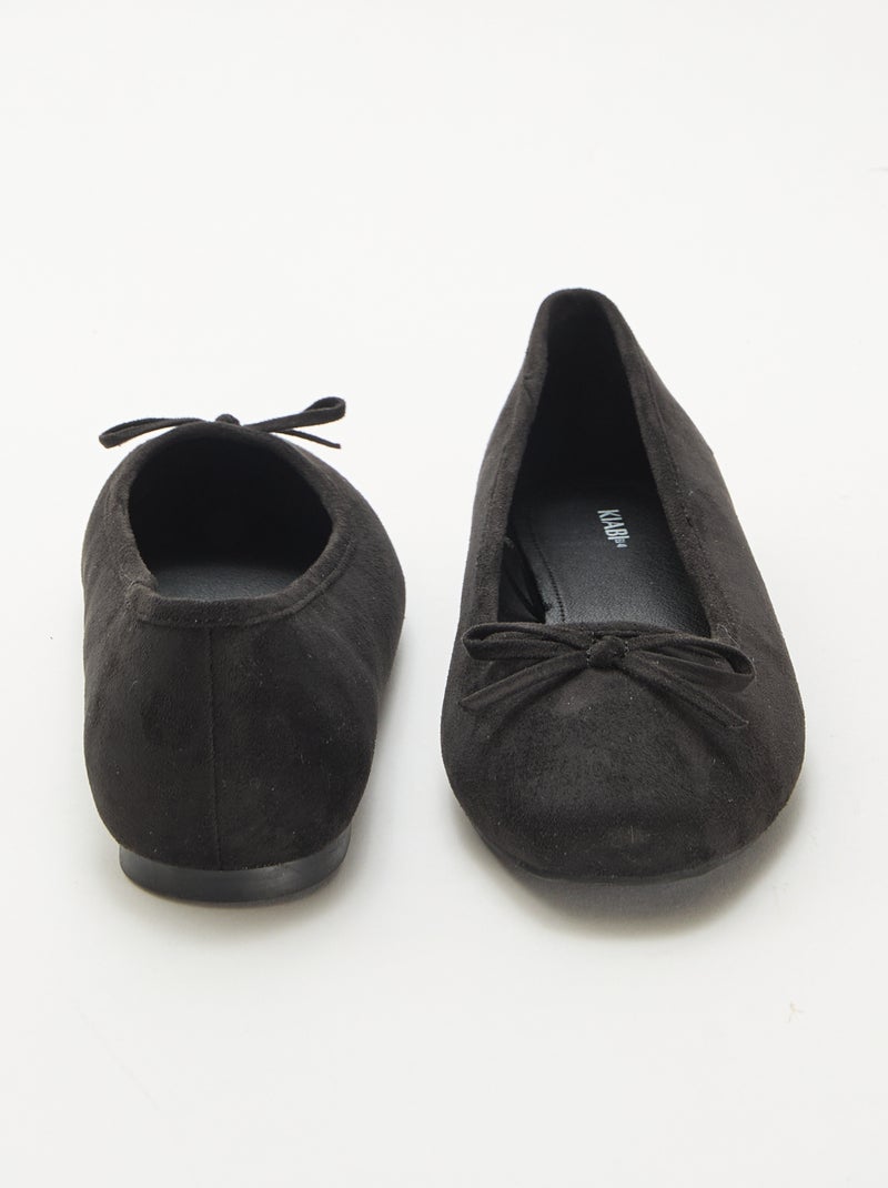 Effen ballerina's van suèdine zwart - Kiabi
