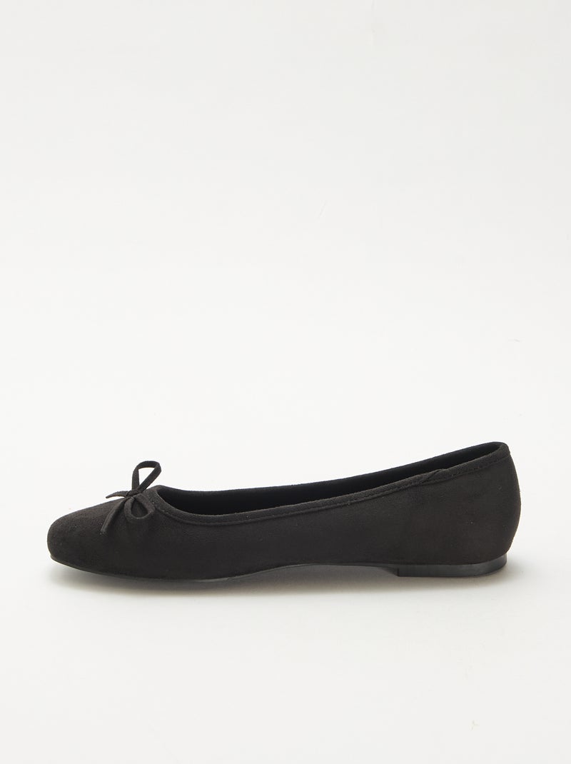 Effen ballerina's van suèdine zwart - Kiabi