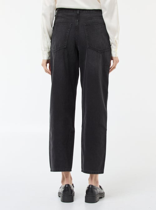 Effen, barrel-fit spijkerbroek met strikdetail - Kiabi