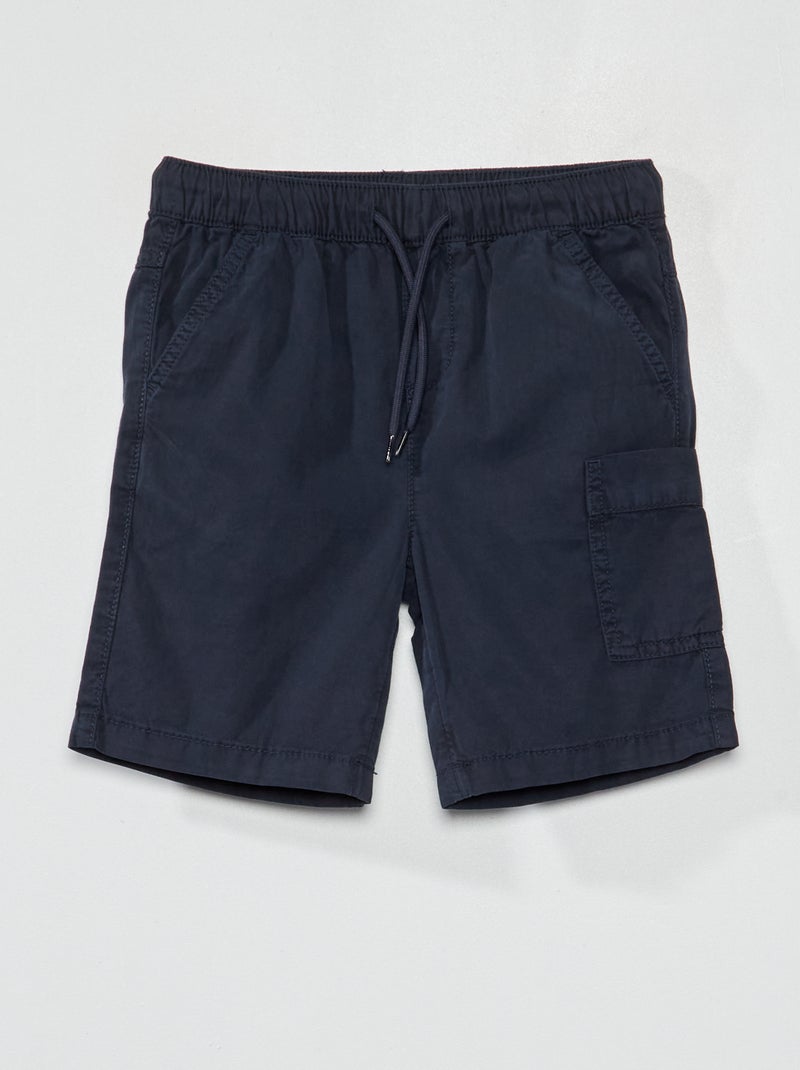 Effen bermuda met elastische taille BLAUW - Kiabi
