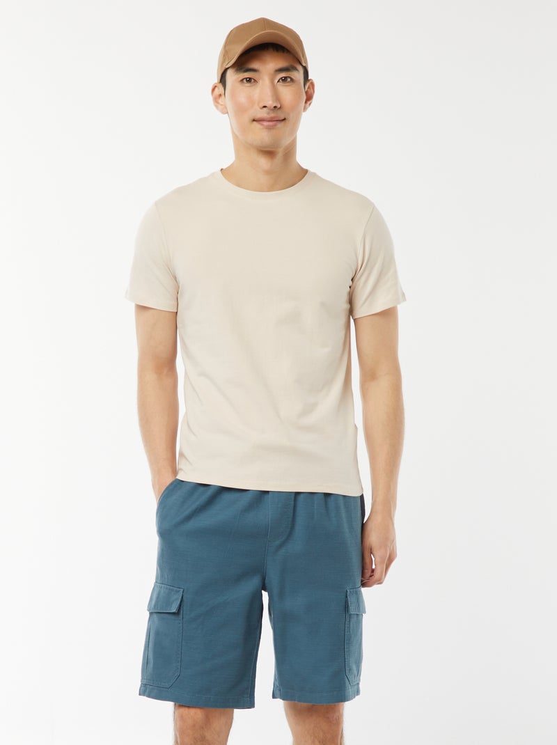 Effen bermuda met zakken met klepje Blauw - Kiabi