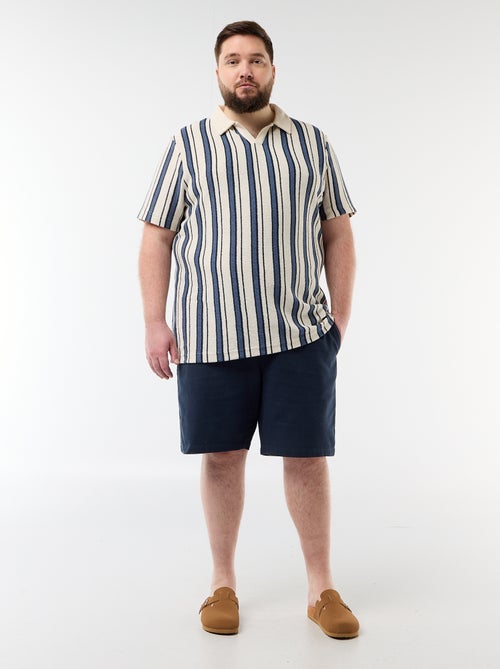 Effen bermuda van dobby stof - Kiabi