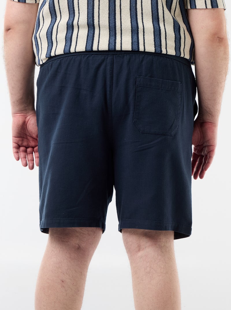 Effen bermuda van dobby stof Blauw - Kiabi