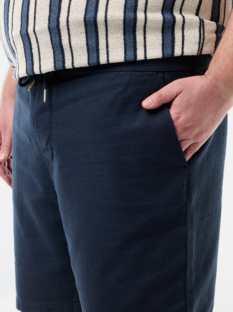 Effen bermuda van dobby stof Blauw - Kiabi