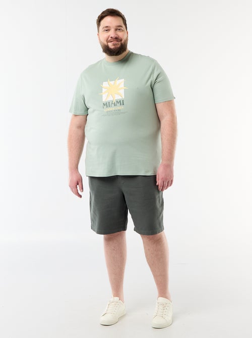 Effen bermuda van dobby stof - Kiabi