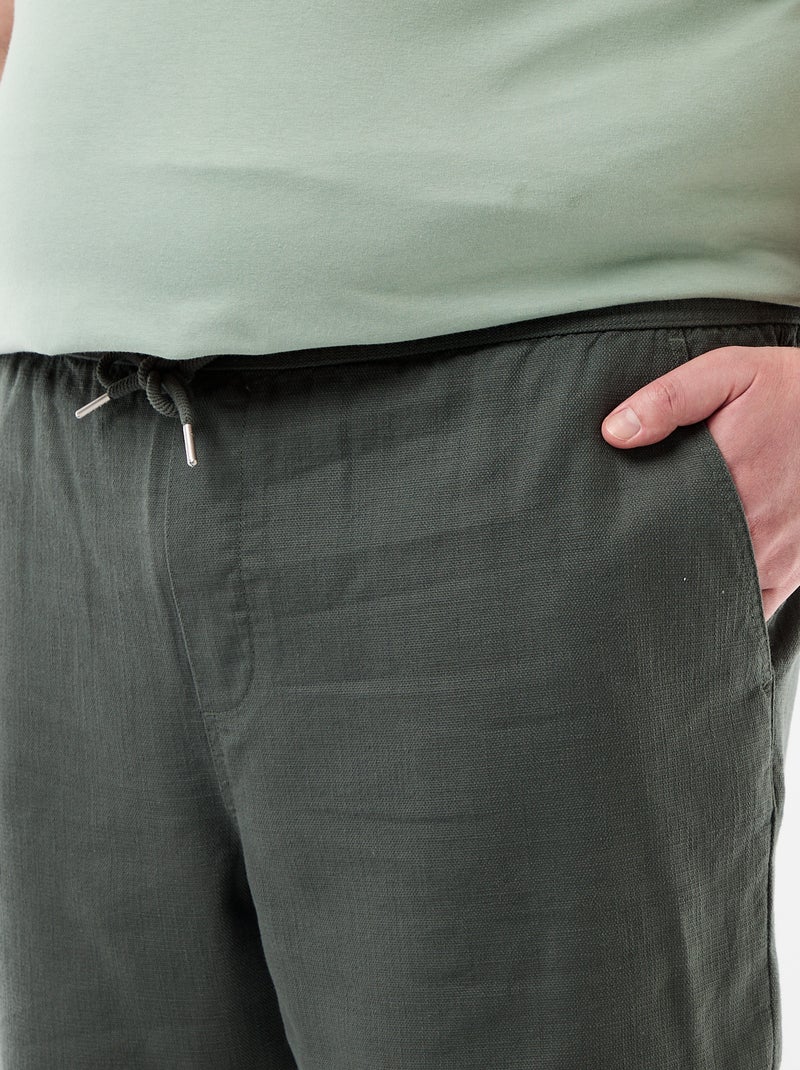 Effen bermuda van dobby stof Groen - Kiabi