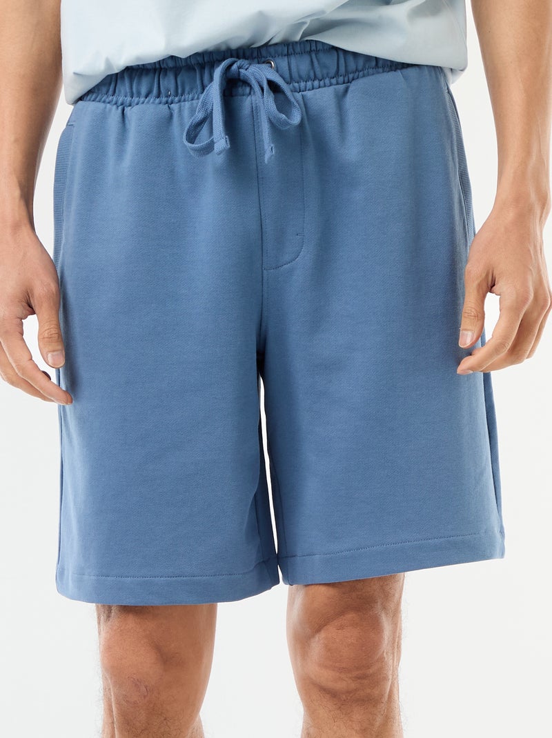 Effen bermuda van lichte joggingstof Blauw - Kiabi