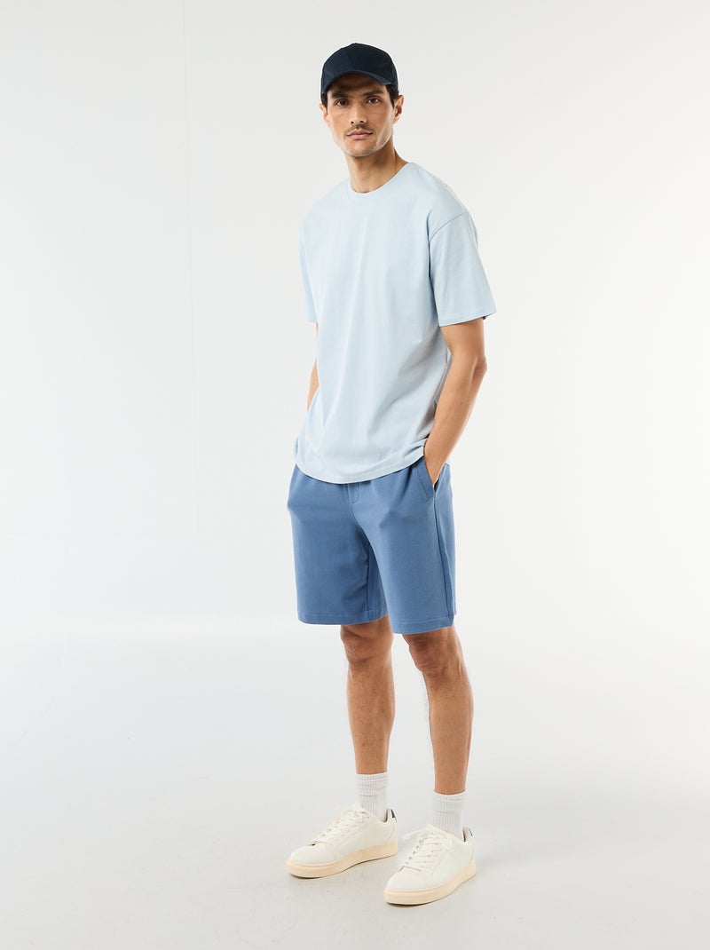 Effen bermuda van lichte joggingstof Blauw - Kiabi