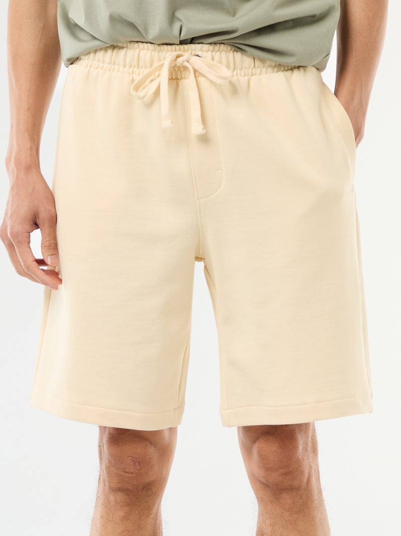 Effen bermuda van lichte joggingstof Geel - Kiabi