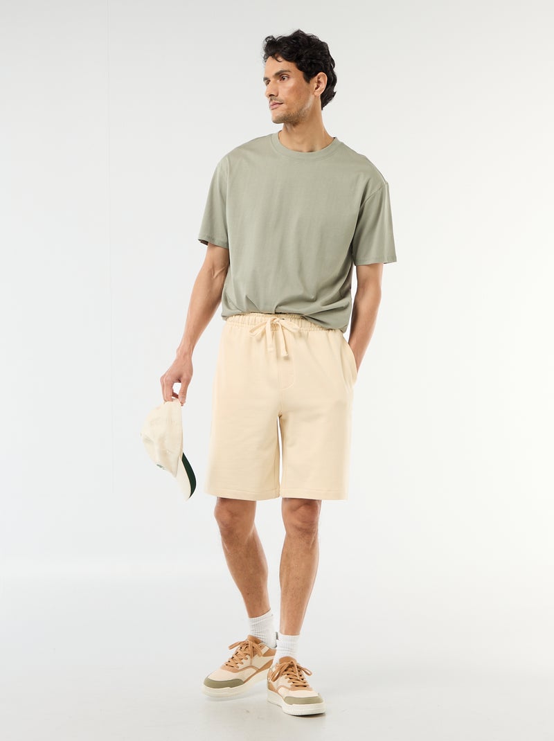 Effen bermuda van lichte joggingstof Geel - Kiabi