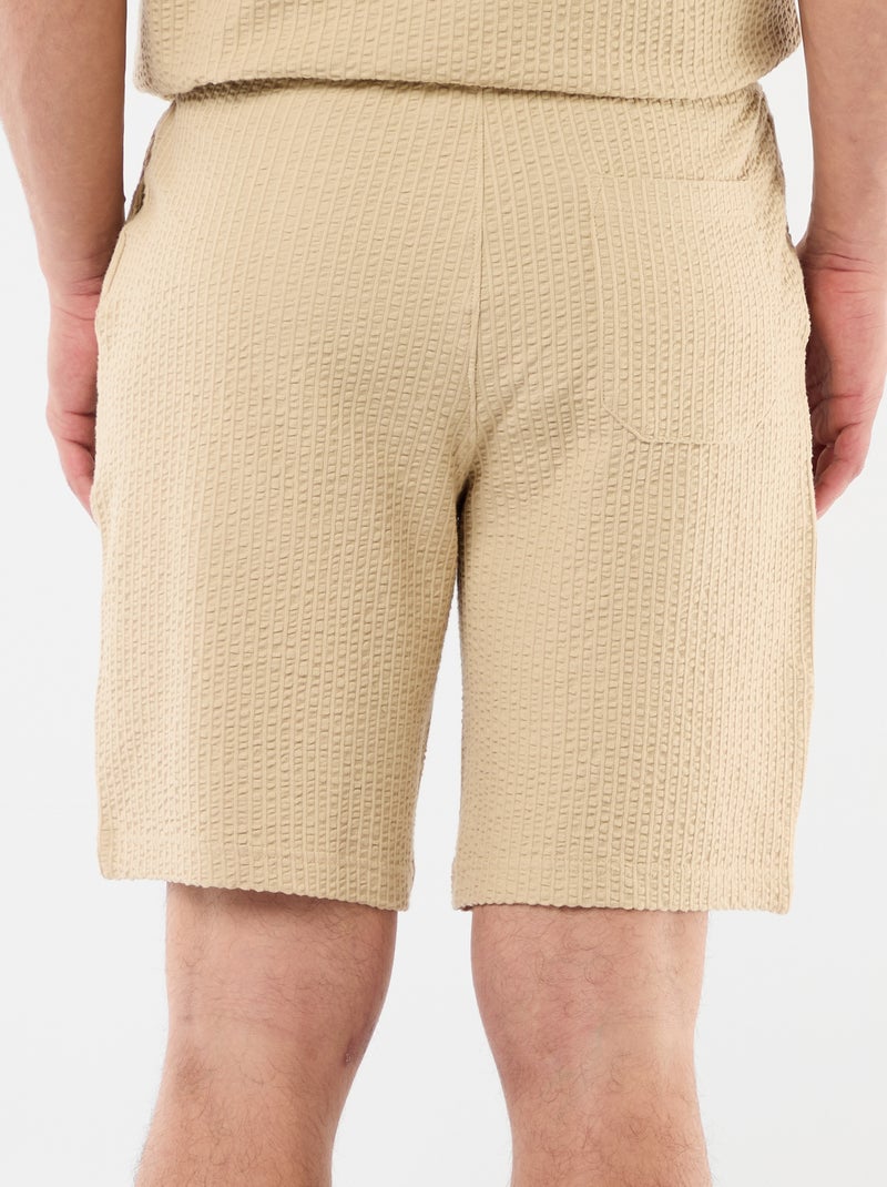 Effen bermuda van zware jersey Biege - Kiabi