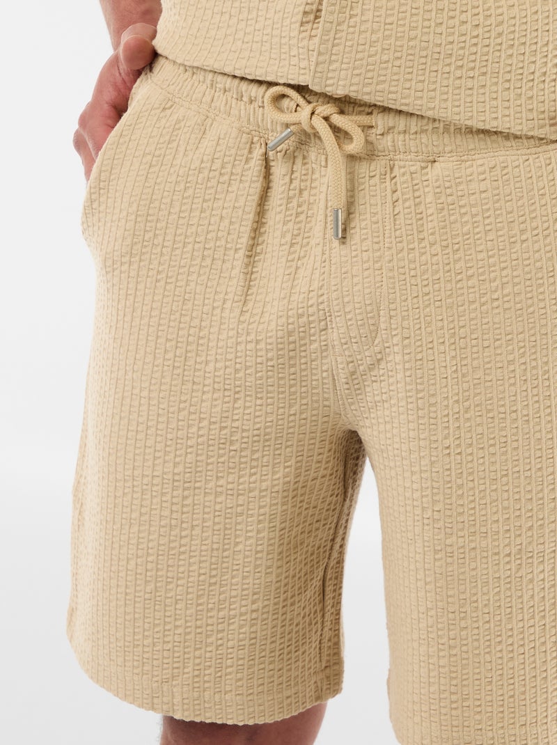 Effen bermuda van zware jersey Biege - Kiabi