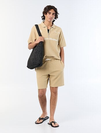 Effen bermuda van zware jersey