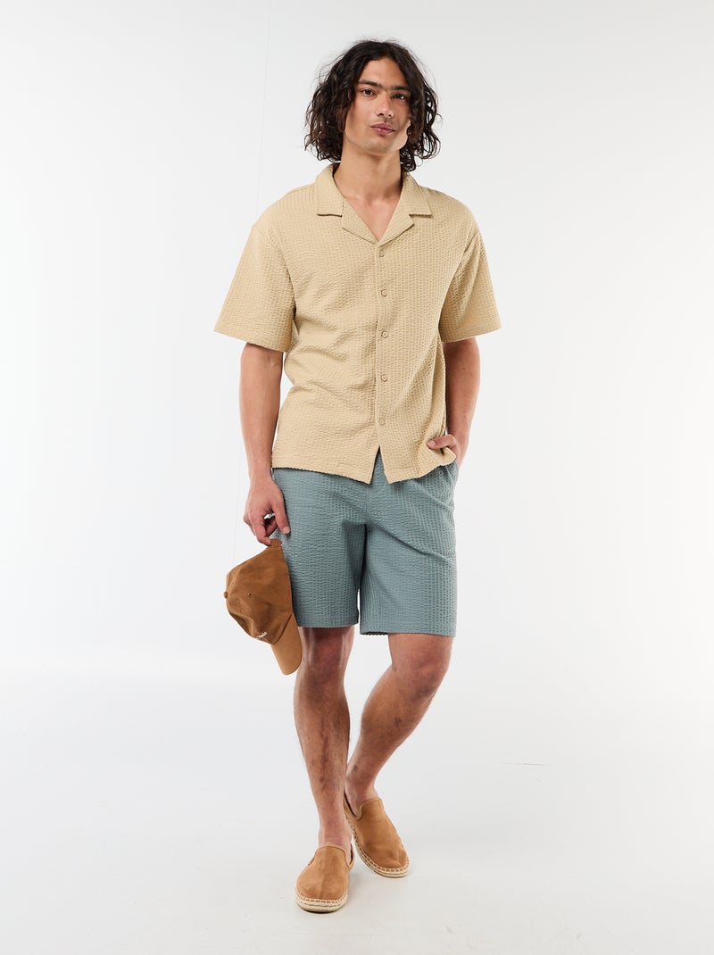 Effen bermuda van zware jersey Blauw - Kiabi