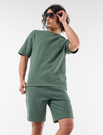Effen bermuda van zware jersey