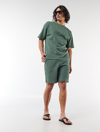 Effen bermuda van zware jersey