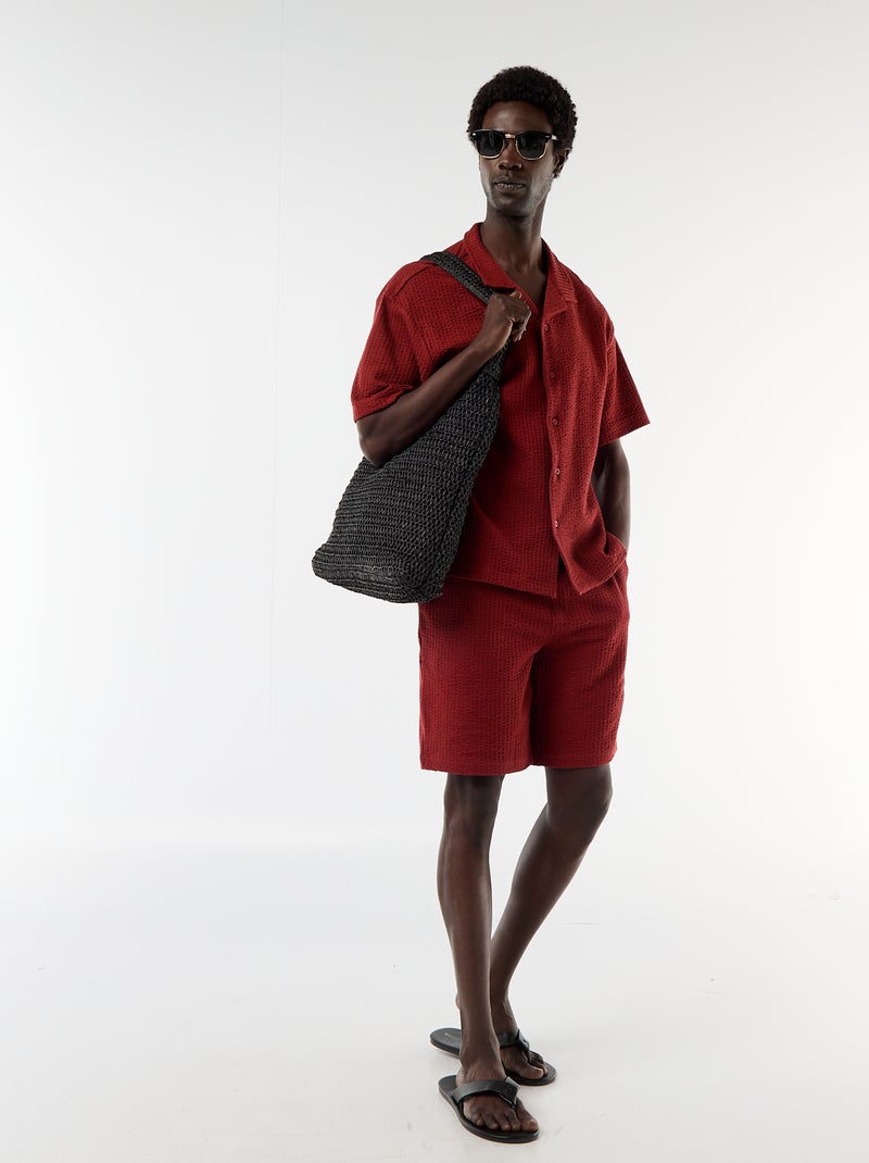 Effen bermuda van zware jersey Rood - Kiabi