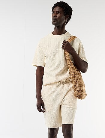 Effen bermuda van zware jersey