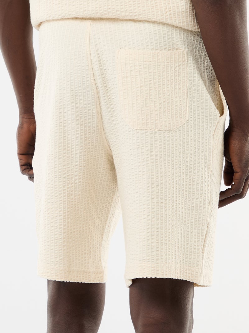 Effen bermuda van zware jersey Wit - Kiabi