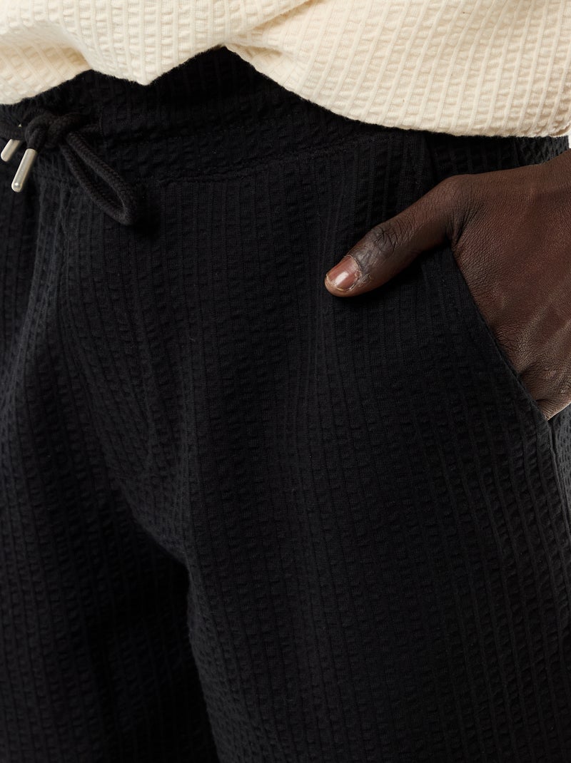 Effen bermuda van zware jersey Zwart - Kiabi