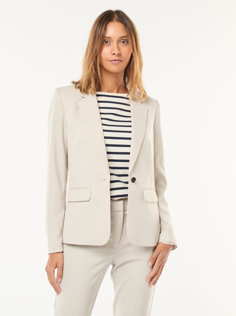 Effen blazer met ingekeepte kraag Grijs - Kiabi