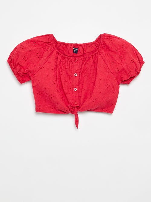 Effen blouse met broderie anglaise - Kiabi