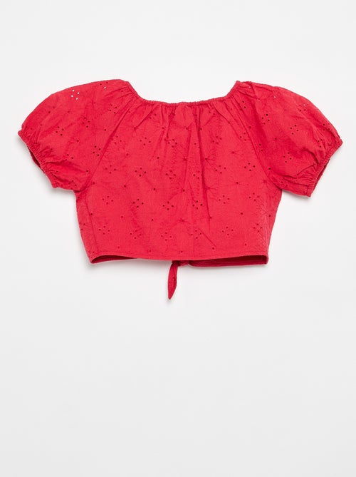 Effen blouse met broderie anglaise - Kiabi