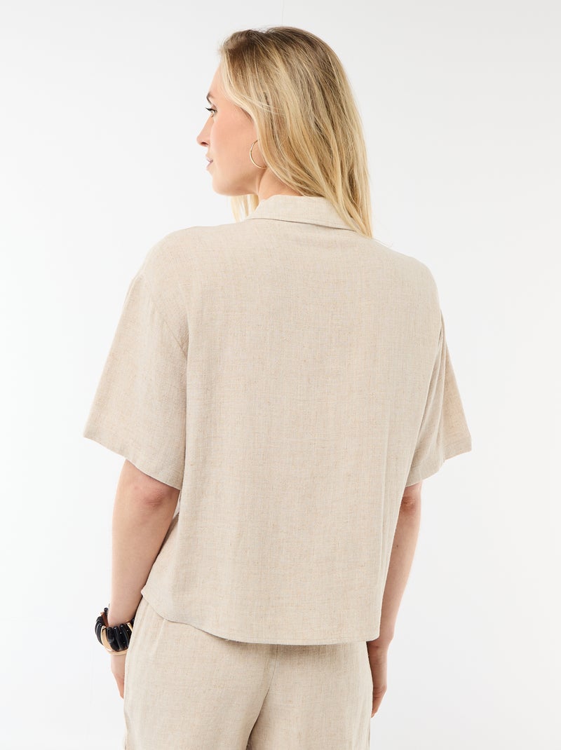 Effen blouse met korte mouwen Biege - Kiabi